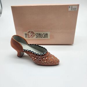 Nostalgia If The Shoe Fits Orange Resin Miniature Victorian Shoe in Box